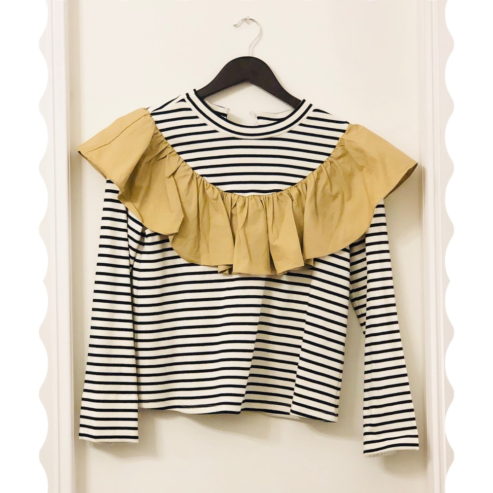 English Factory Marigold Ruffle Breton top